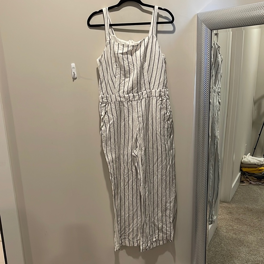 LOFT, white and grey jumpsuit